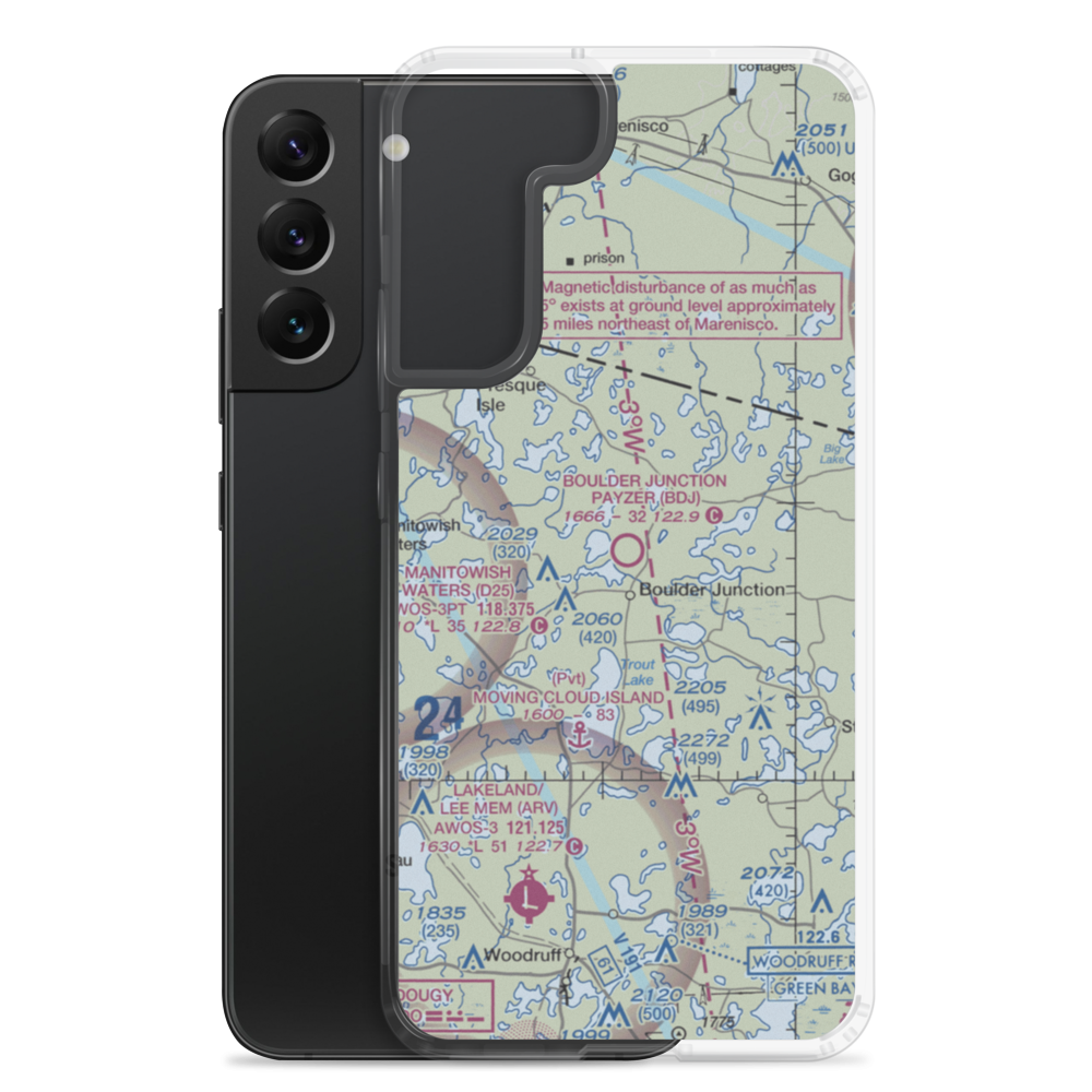 Boulder Junction Payzer Airport (BDJ) VFR Sectional Samsung Case Samsung Galaxy S22 Plus model shown
