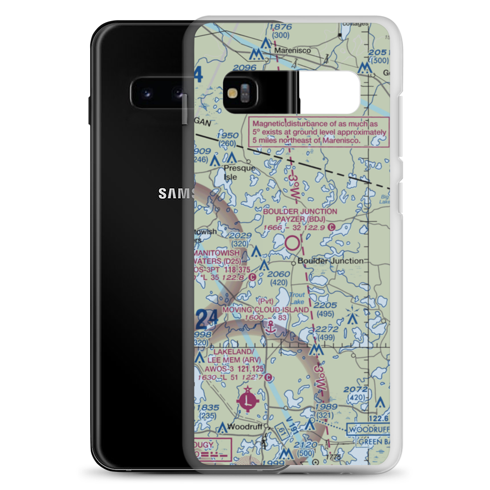 Boulder Junction Payzer Airport (BDJ) VFR Sectional Samsung Case Samsung Galaxy S10+ model shown