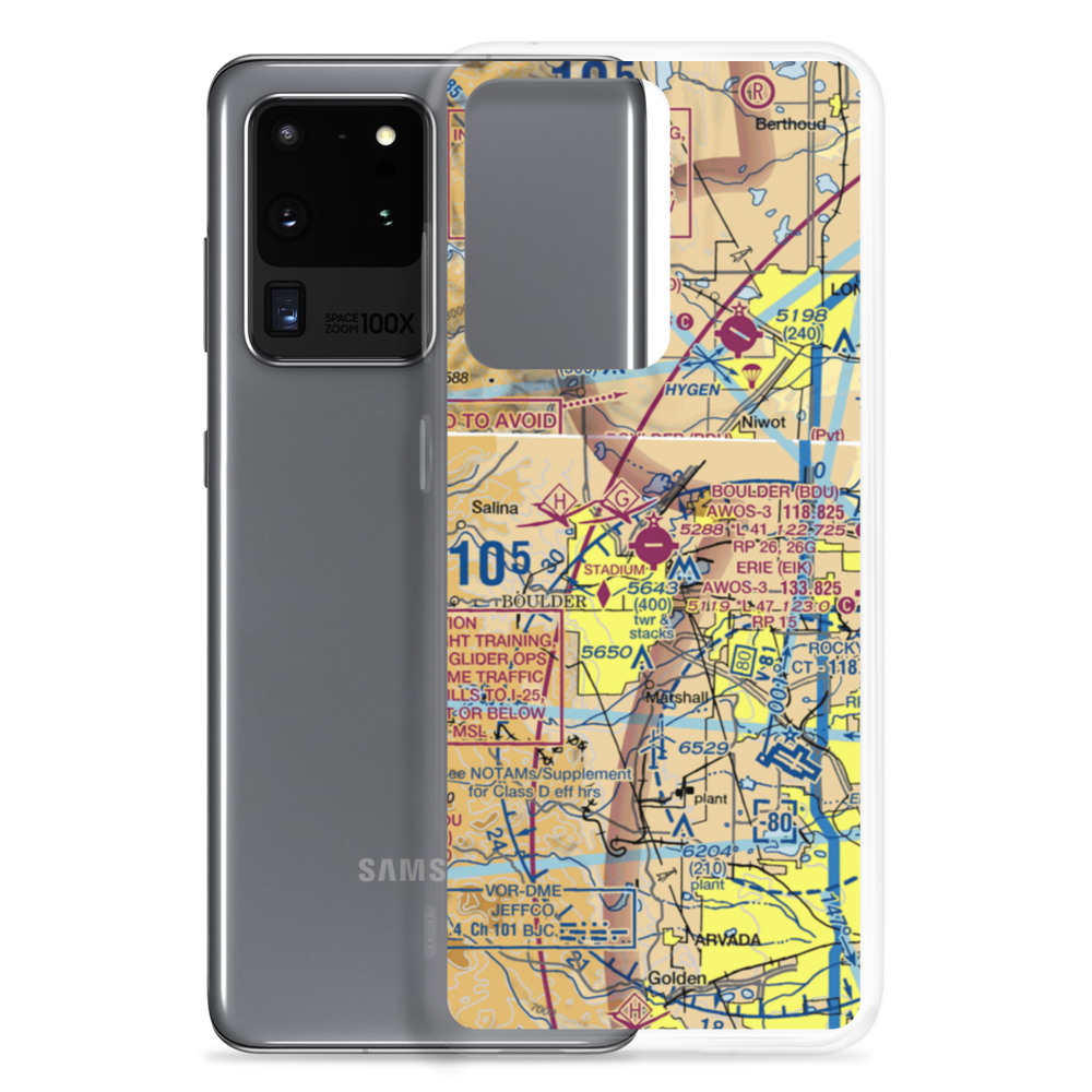 Boulder Municipal Airport (BDU) VFR Sectional Samsung Case Samsung Galaxy S20 Ultra model shown