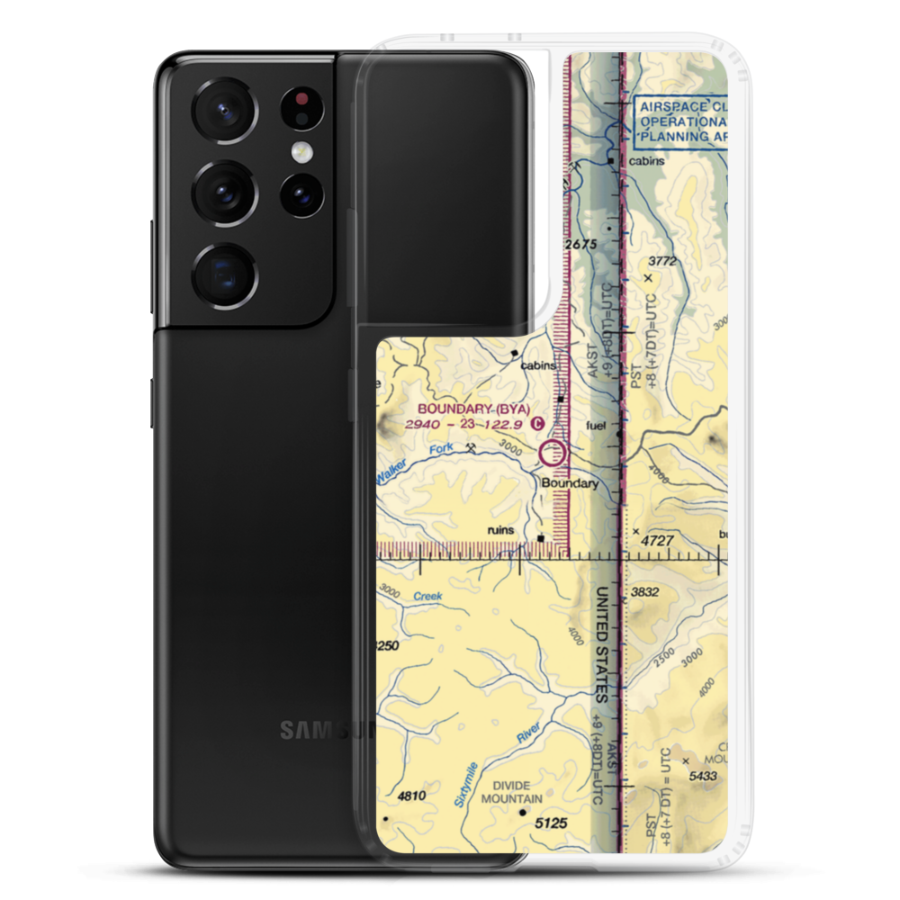 Boundary Airport (BYA) VFR Sectional Samsung Case Samsung Galaxy S21 Ultra model shown