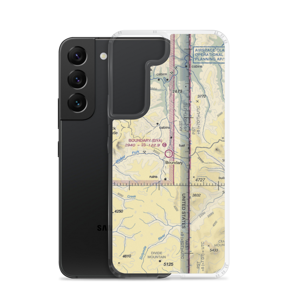 Boundary Airport (BYA) VFR Sectional Samsung Case Samsung Galaxy S22 model shown