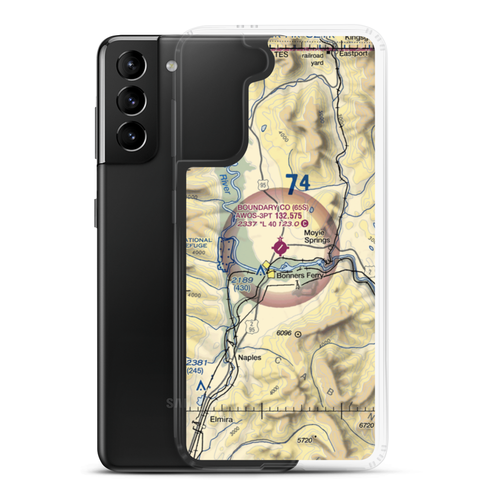 Boundary County Airport (65S) VFR Sectional Samsung Case Samsung Galaxy S21 Plus model shown