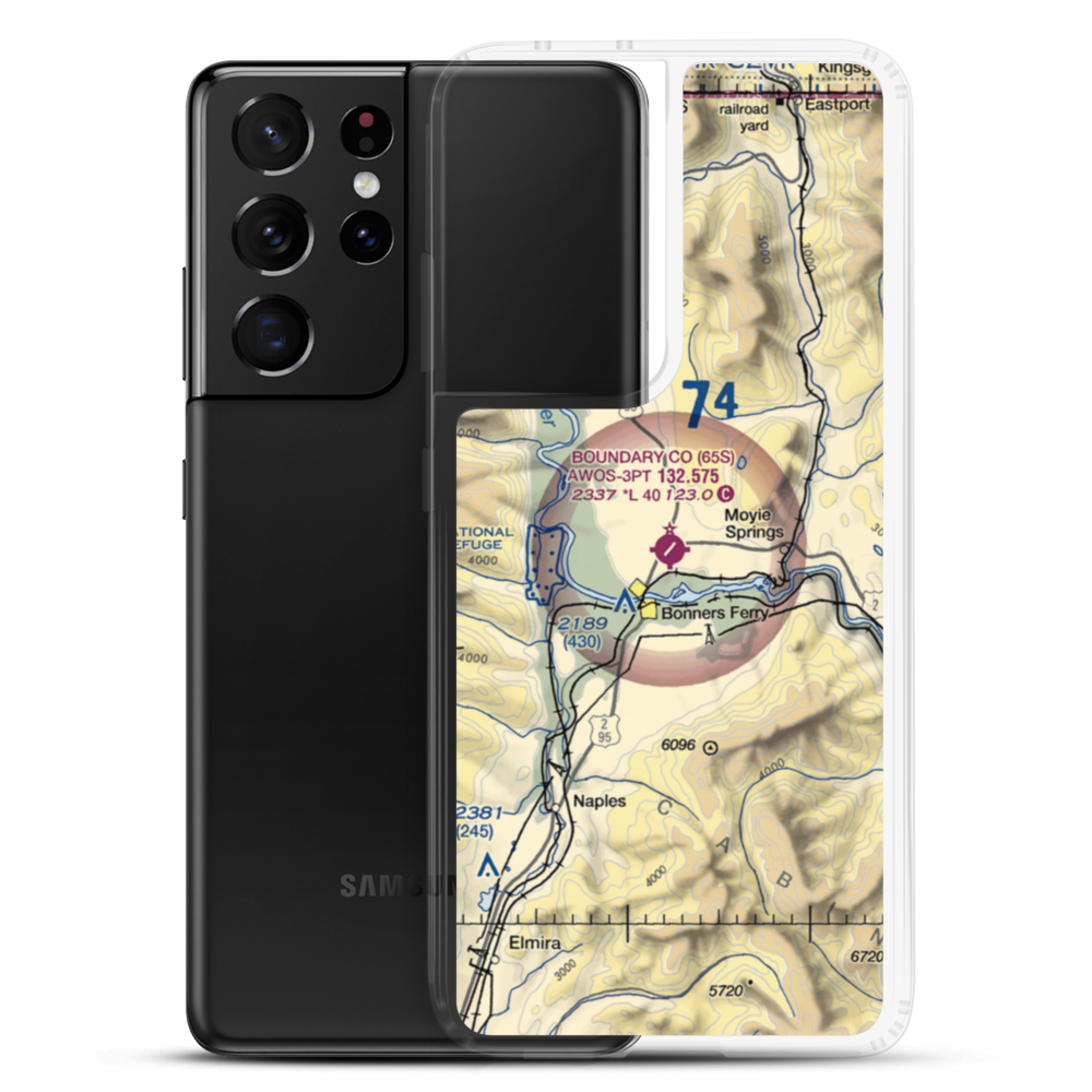 Boundary County Airport (65S) VFR Sectional Samsung Case Samsung Galaxy S21 Ultra model shown
