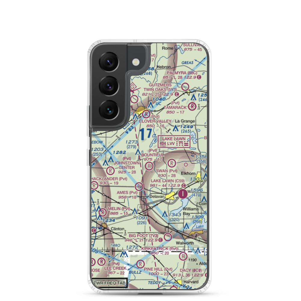 Bountiful Acres Airport (6WI3) VFR Sectional Samsung Case Samsung Galaxy S22 model shown