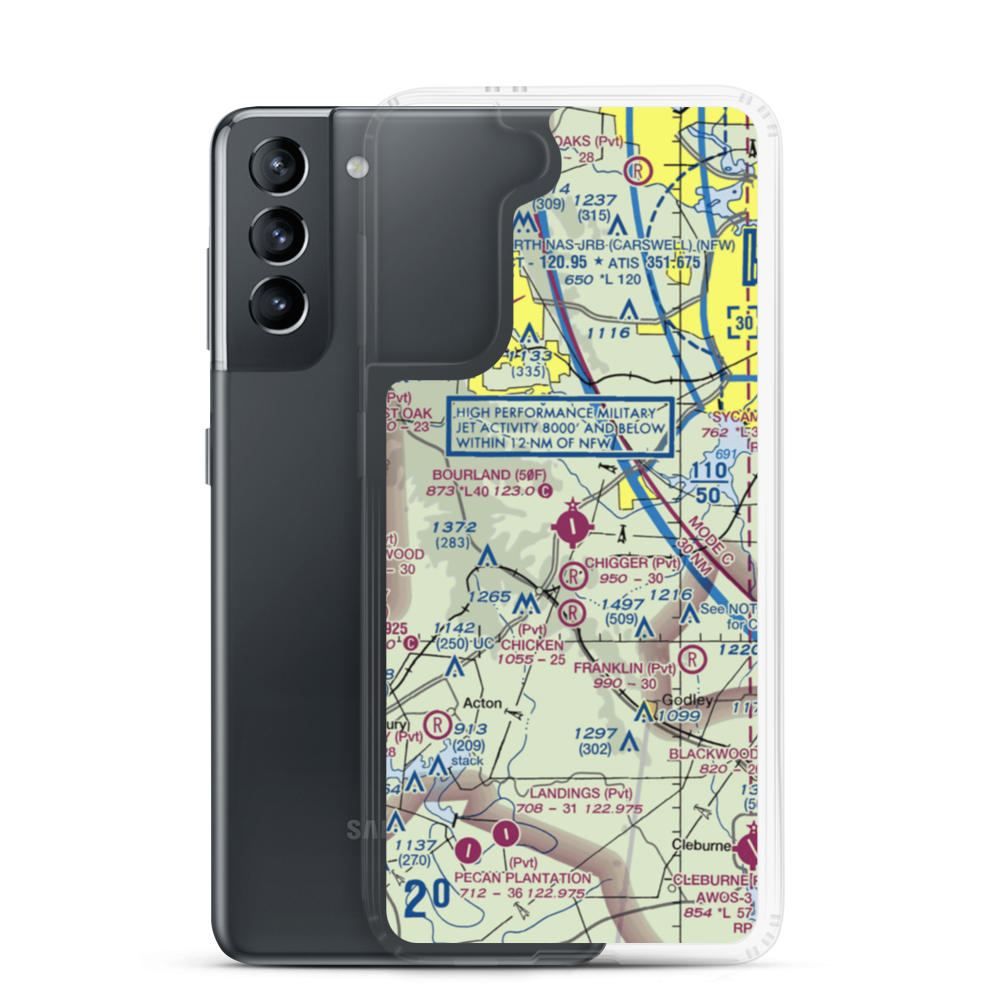 Bourland Field (50F) VFR Sectional Samsung Case Samsung Galaxy S21 model shown