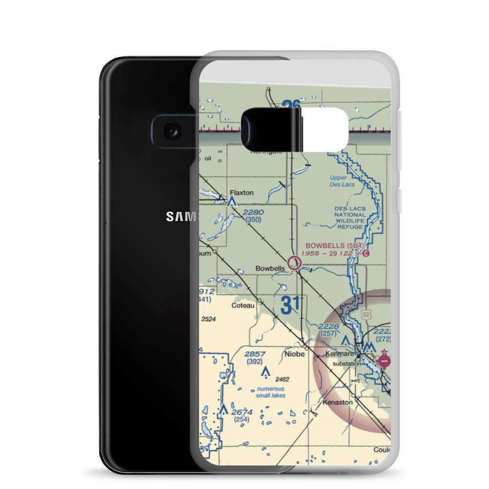 Bowbells Municipal Airport (5B4) VFR Sectional Samsung Case Samsung Galaxy S10e model shown