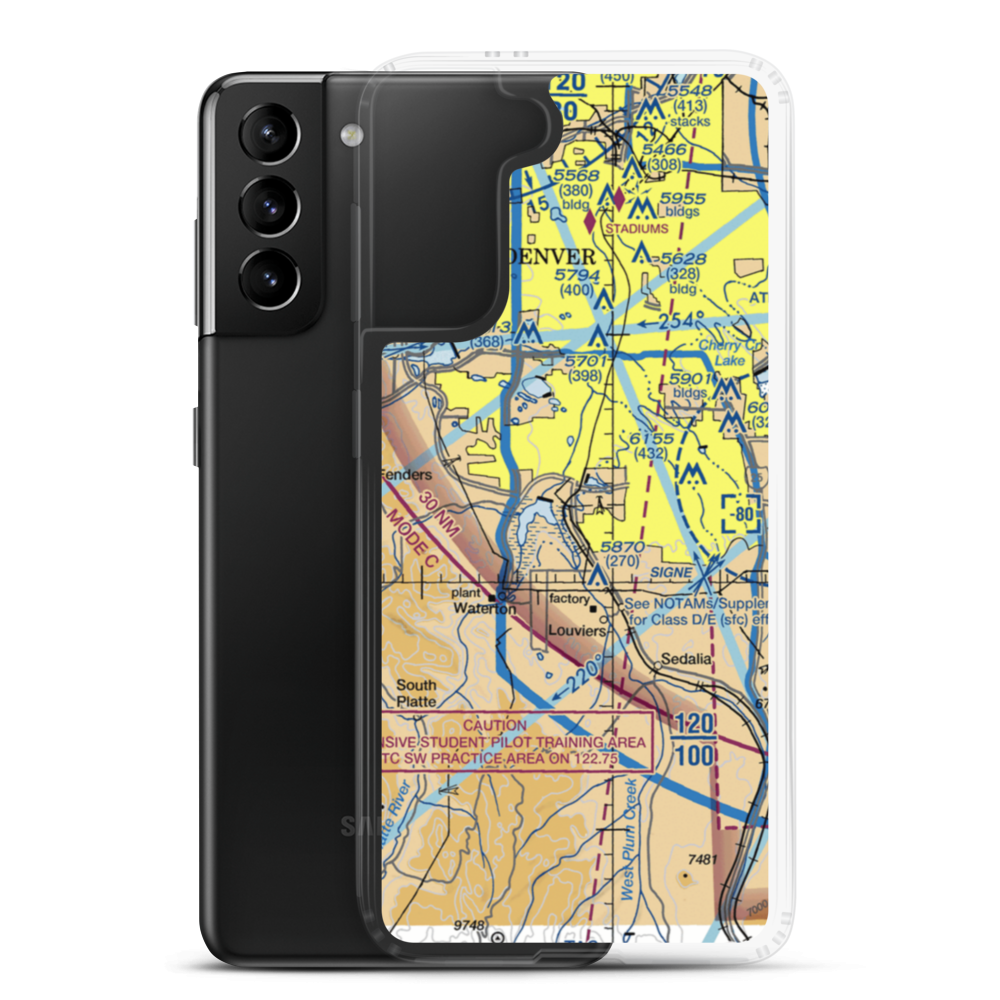 Bowen Farms Nr 1 Airport (CO98) VFR Sectional Samsung Case Samsung Galaxy S21 Plus model shown