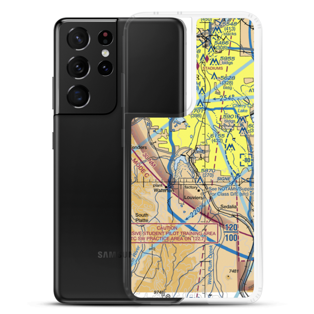 Bowen Farms Nr 1 Airport (CO98) VFR Sectional Samsung Case Samsung Galaxy S21 Ultra model shown