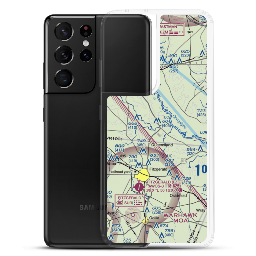 Bowens Mill Christian Center Airport (74GA) VFR Sectional Samsung Case Samsung Galaxy S21 Ultra model shown