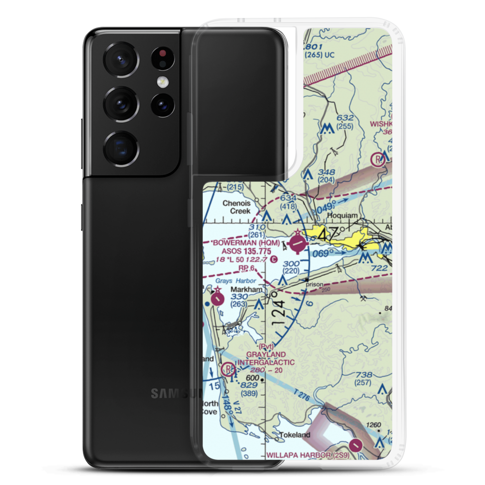 Bowerman Airport (HQM) VFR Sectional Samsung Case Samsung Galaxy S21 Ultra model shown