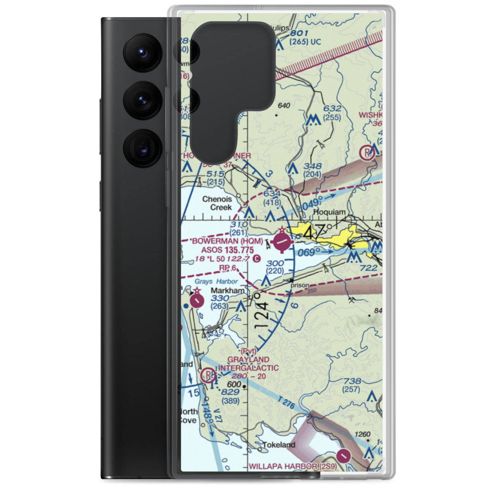 Bowerman Airport (HQM) VFR Sectional Samsung Case Samsung Galaxy S22 Ultra model shown