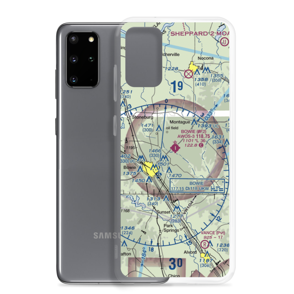 Bowie Municipal Airport (0F2) VFR Sectional Samsung Case Samsung Galaxy S20 Plus model shown