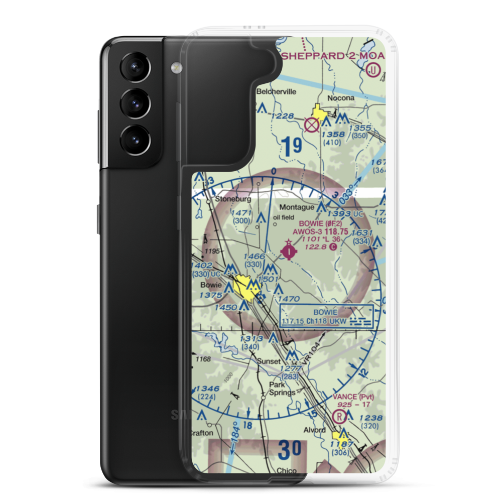 Bowie Municipal Airport (0F2) VFR Sectional Samsung Case Samsung Galaxy S21 Plus model shown