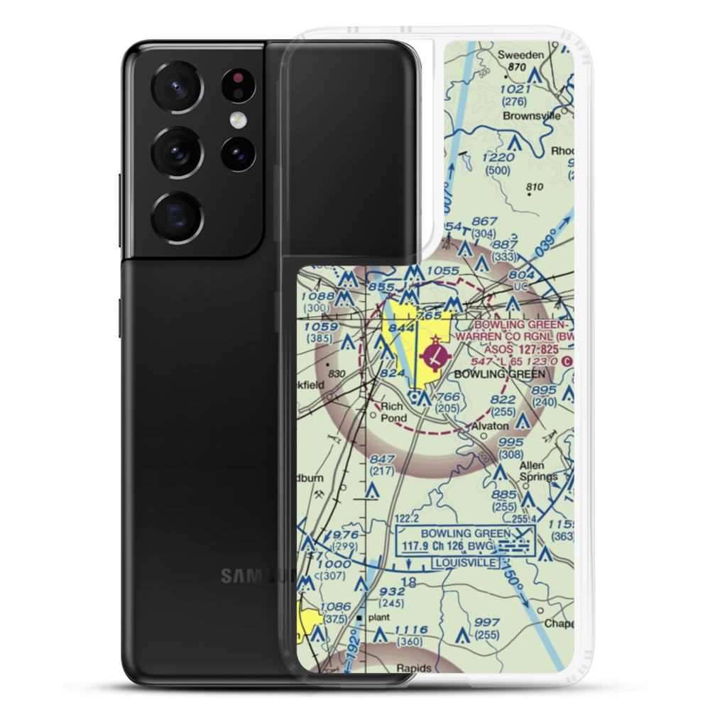 Bowling Green Warren County Regional Airport (BWG) VFR Sectional Samsung Case Samsung Galaxy S21 Ultra model shown