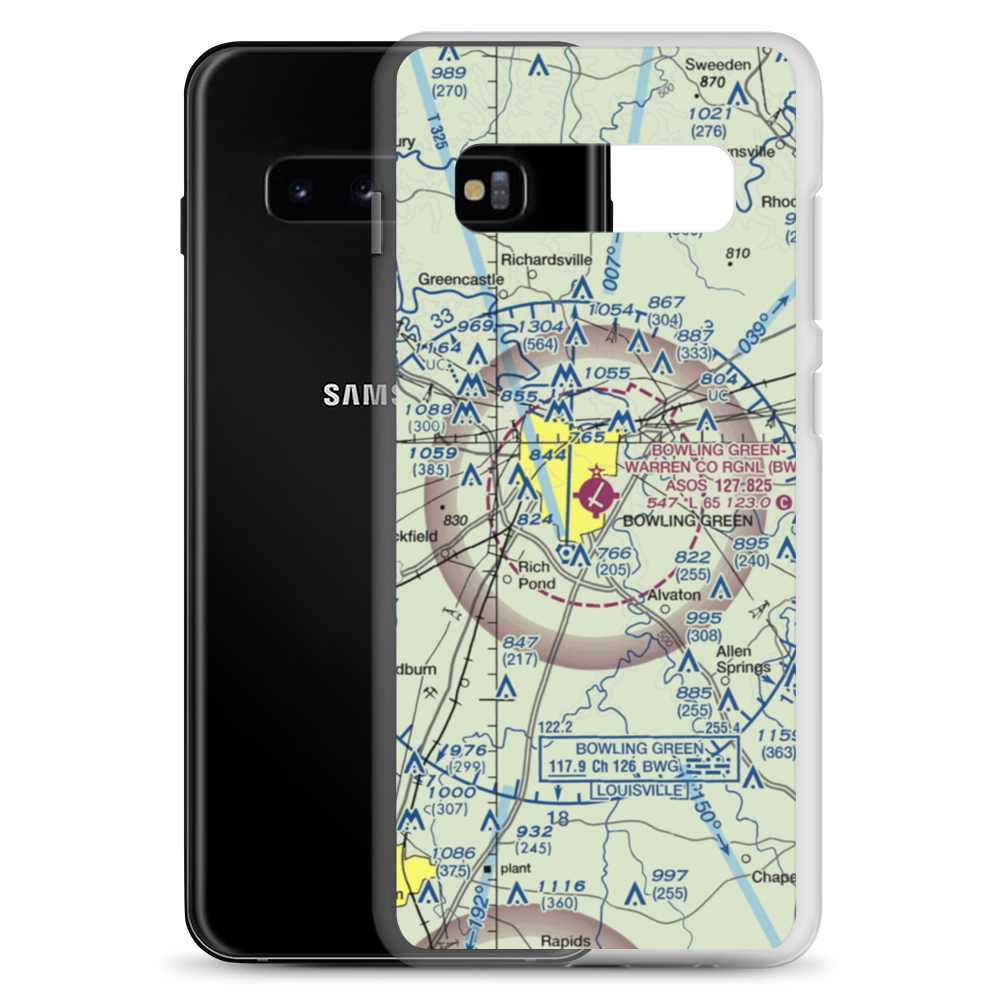 Bowling Green Warren County Regional Airport (BWG) VFR Sectional Samsung Case Samsung Galaxy S10+ model shown