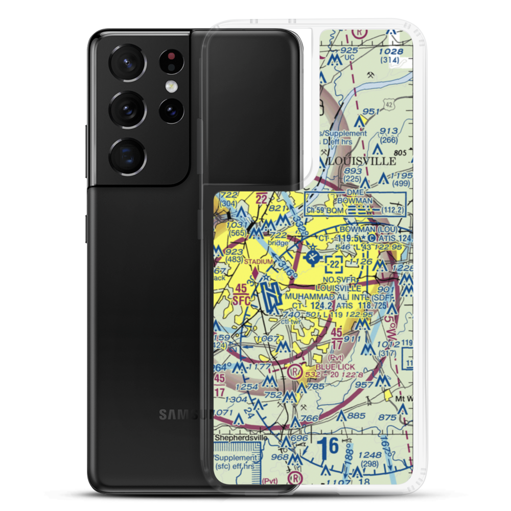 Bowman Field (LOU) VFR Sectional Samsung Case Samsung Galaxy S21 Ultra model shown