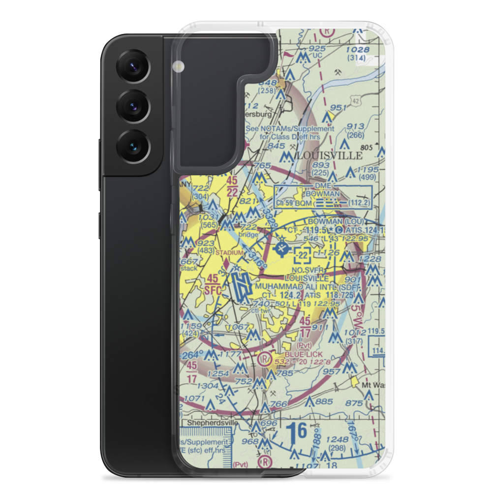 Bowman Field (LOU) VFR Sectional Samsung Case Samsung Galaxy S22 Plus model shown