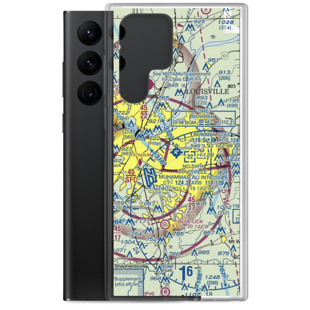 Bowman Field (LOU) VFR Sectional Samsung Case Samsung Galaxy S22 Ultra model shown