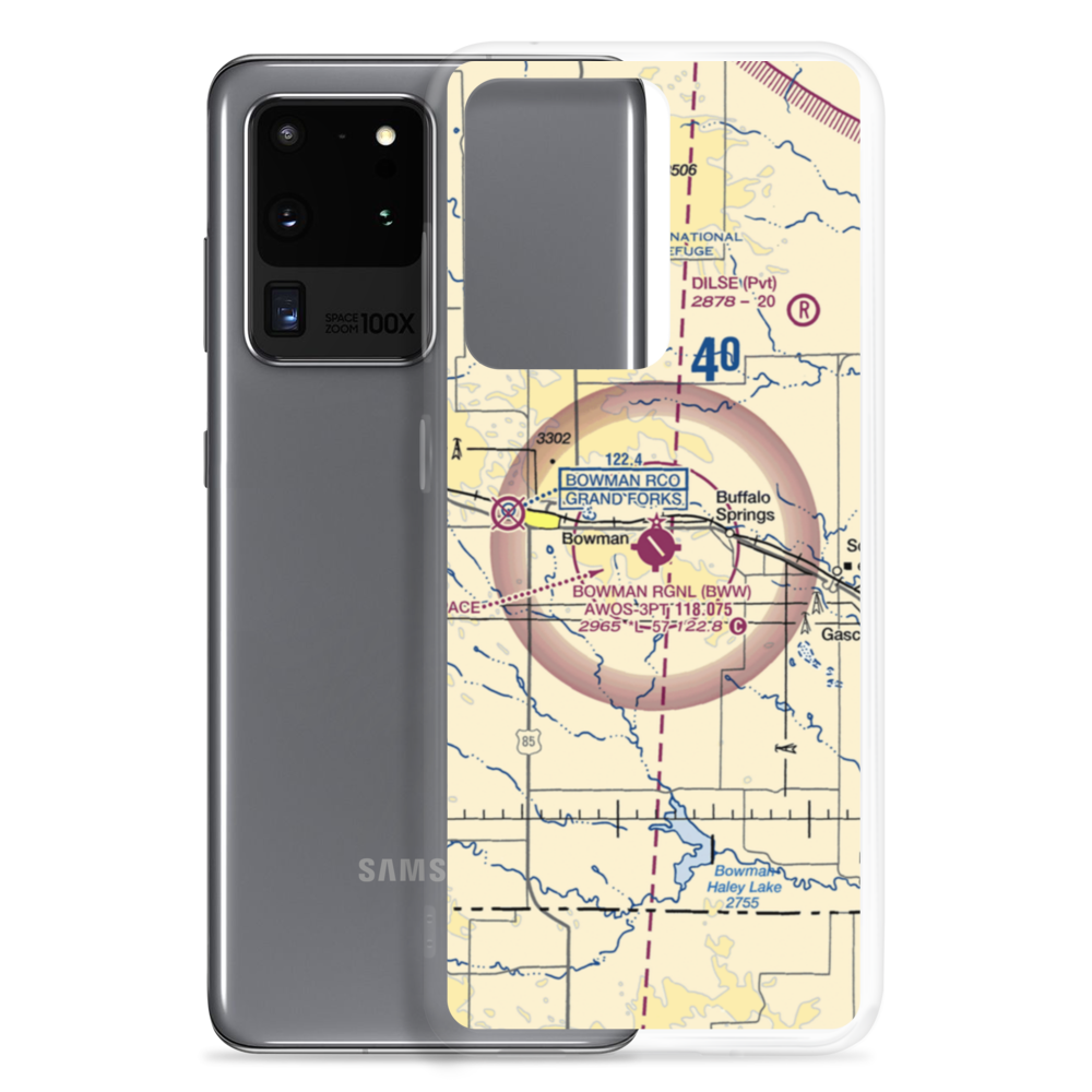 Bowman Regional Airport (BWW) VFR Sectional Samsung Case Samsung Galaxy S20 Ultra model shown