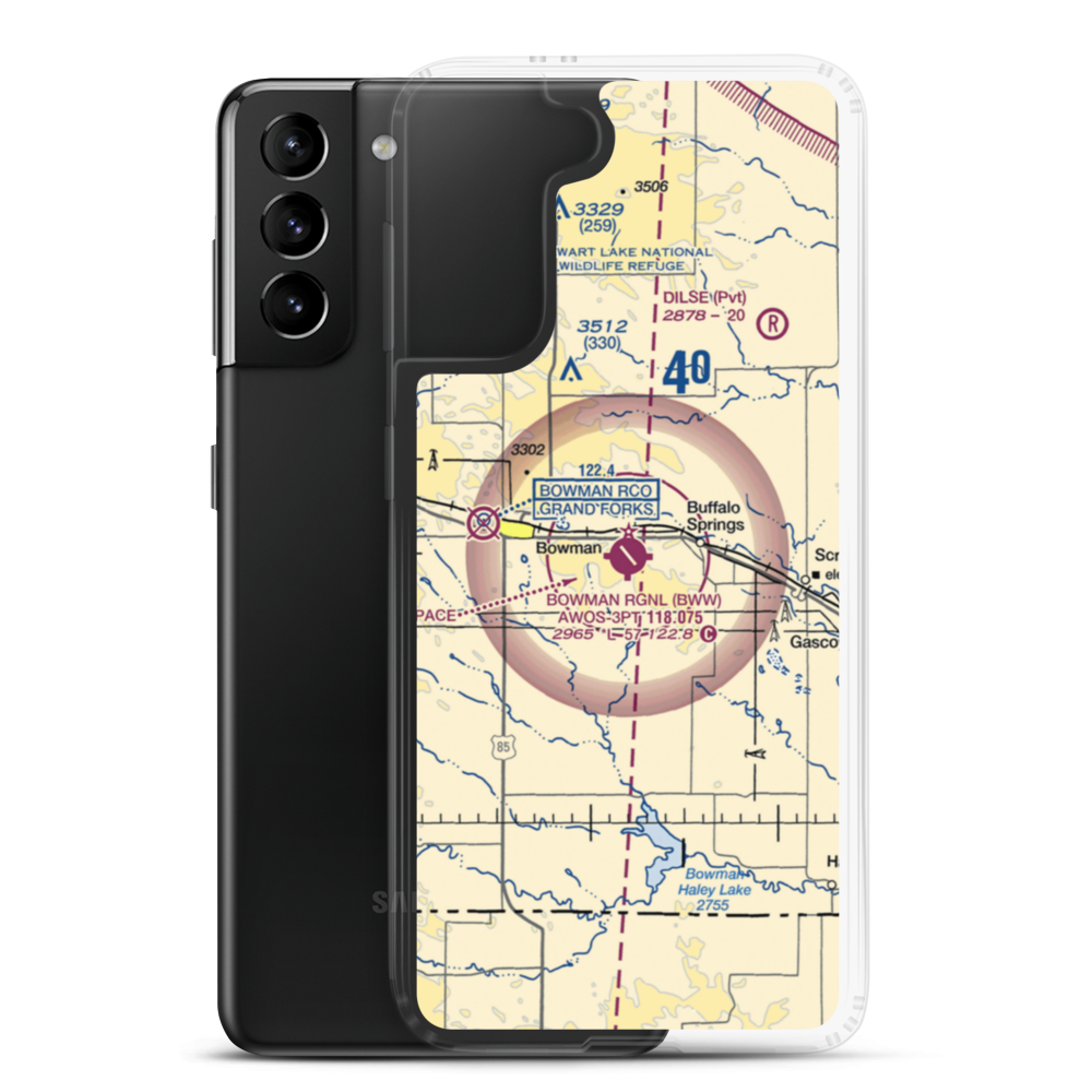 Bowman Regional Airport (BWW) VFR Sectional Samsung Case Samsung Galaxy S21 Plus model shown