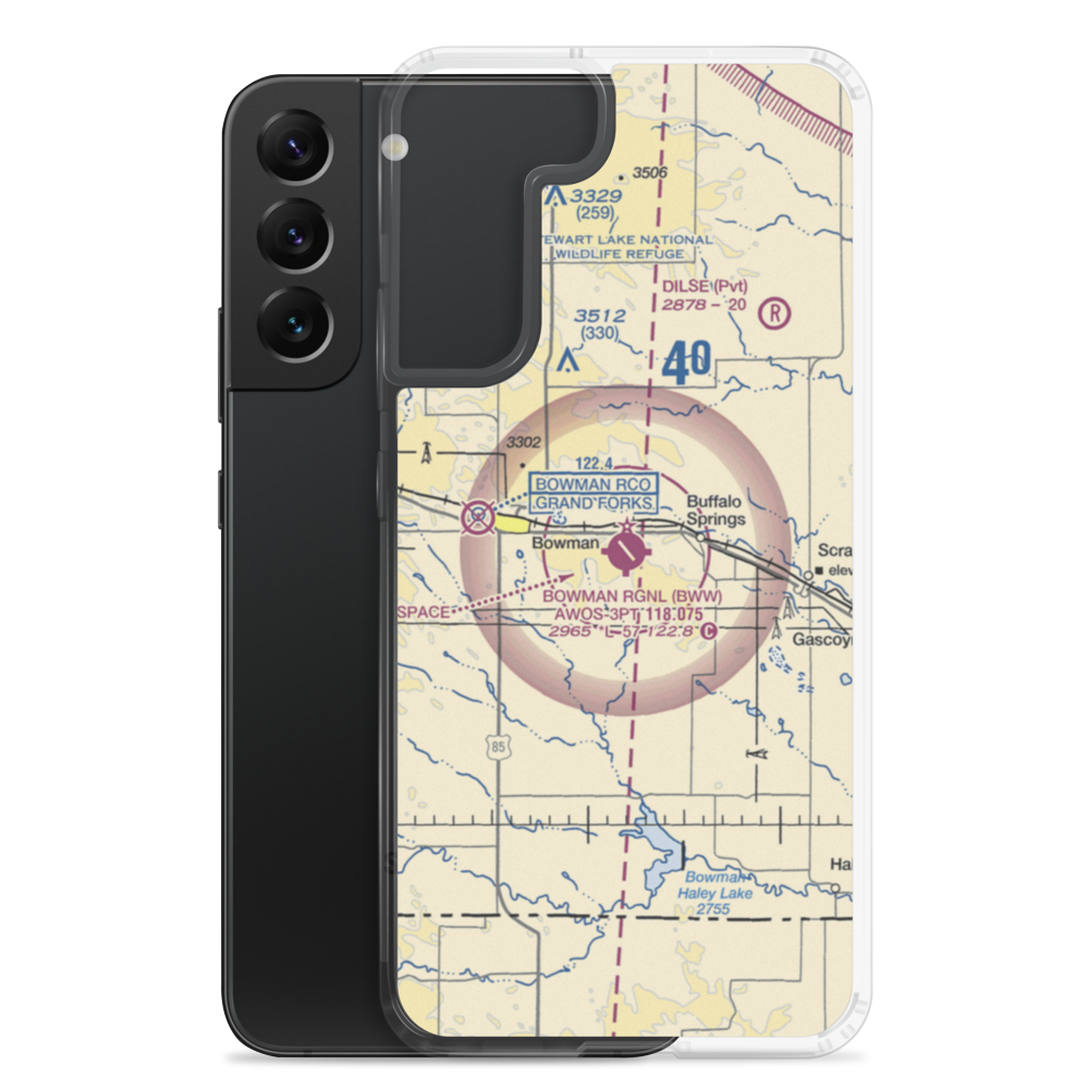 Bowman Regional Airport (BWW) VFR Sectional Samsung Case Samsung Galaxy S22 Plus model shown