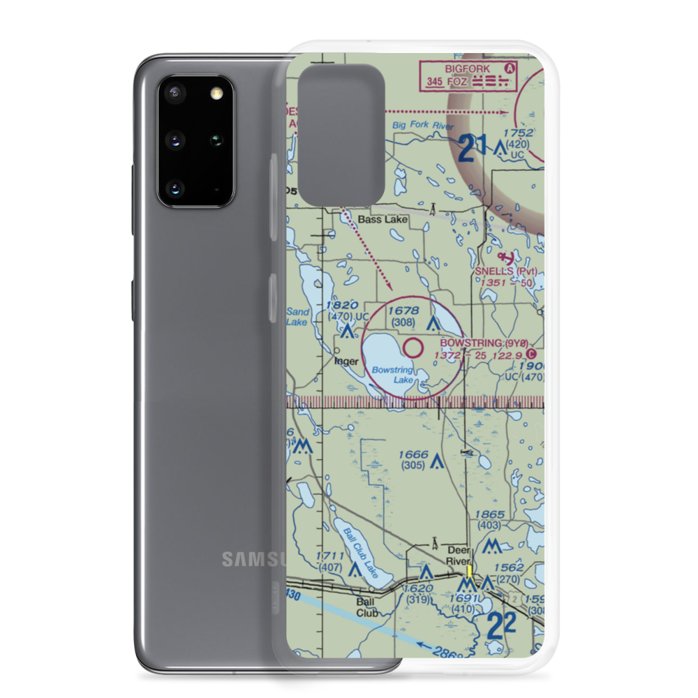 Bowstring Airport (9Y0) VFR Sectional Samsung Case Samsung Galaxy S20 Plus model shown