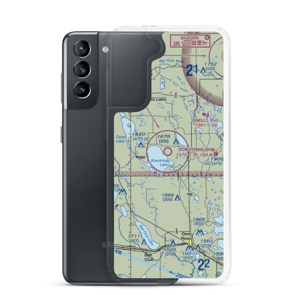 Bowstring Airport (9Y0) VFR Sectional Samsung Case Samsung Galaxy S21 model shown