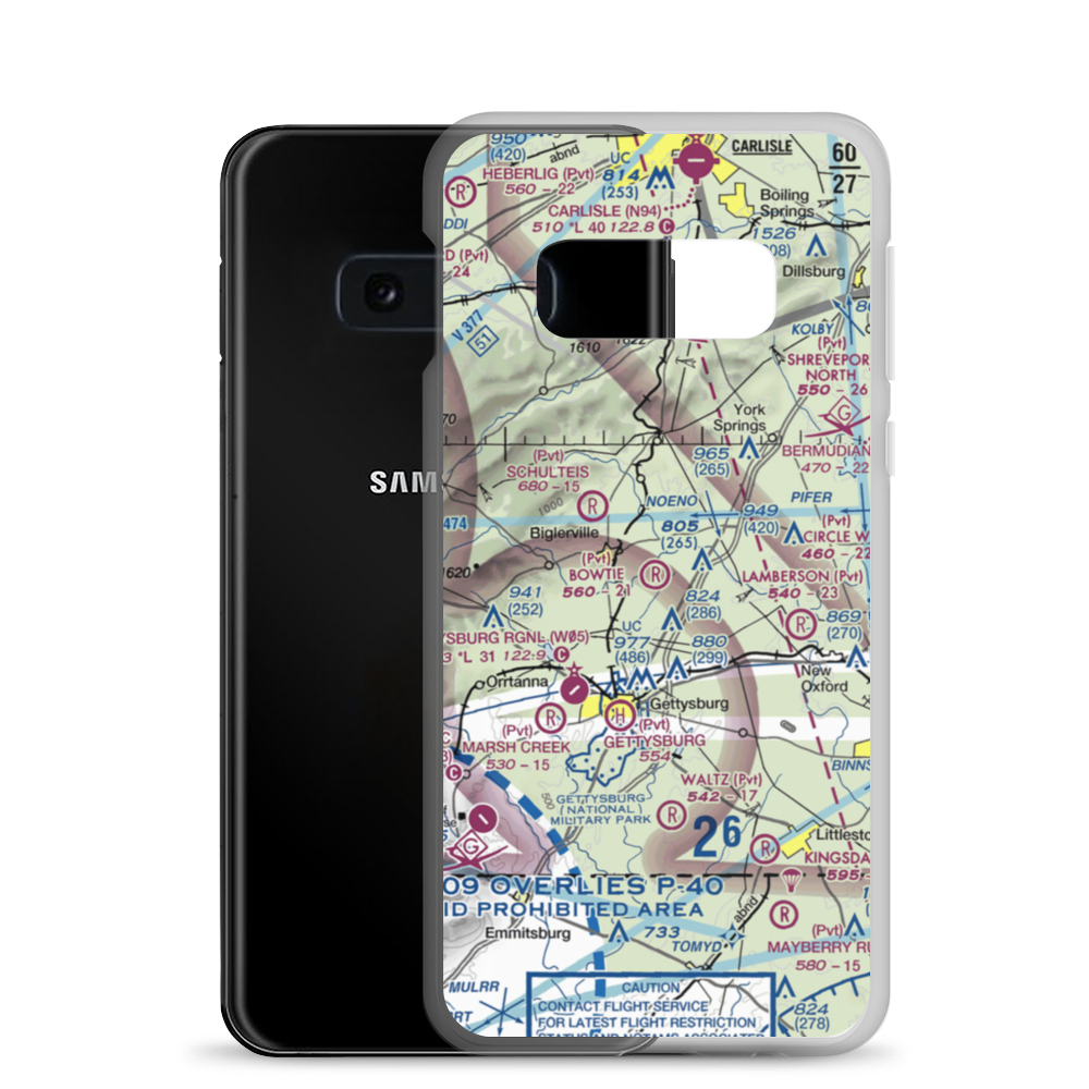 Bowtie Airport (PA51) VFR Sectional Samsung Case Samsung Galaxy S10e model shown
