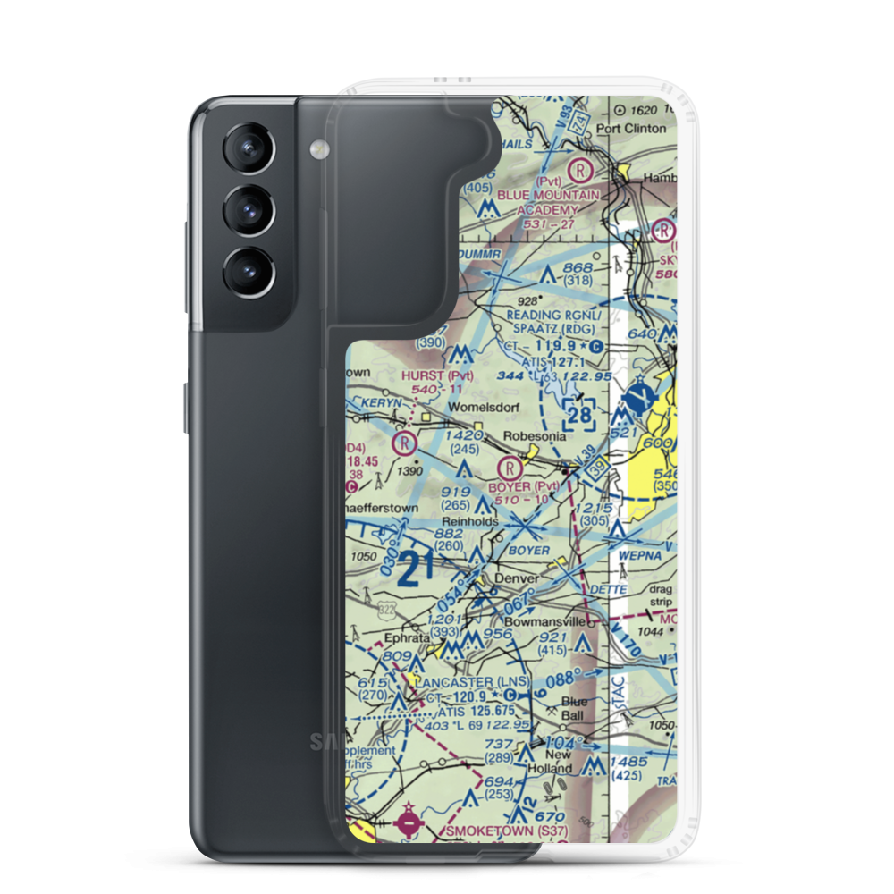 Boyer Airport (28PA) VFR Sectional Samsung Case Samsung Galaxy S21 model shown