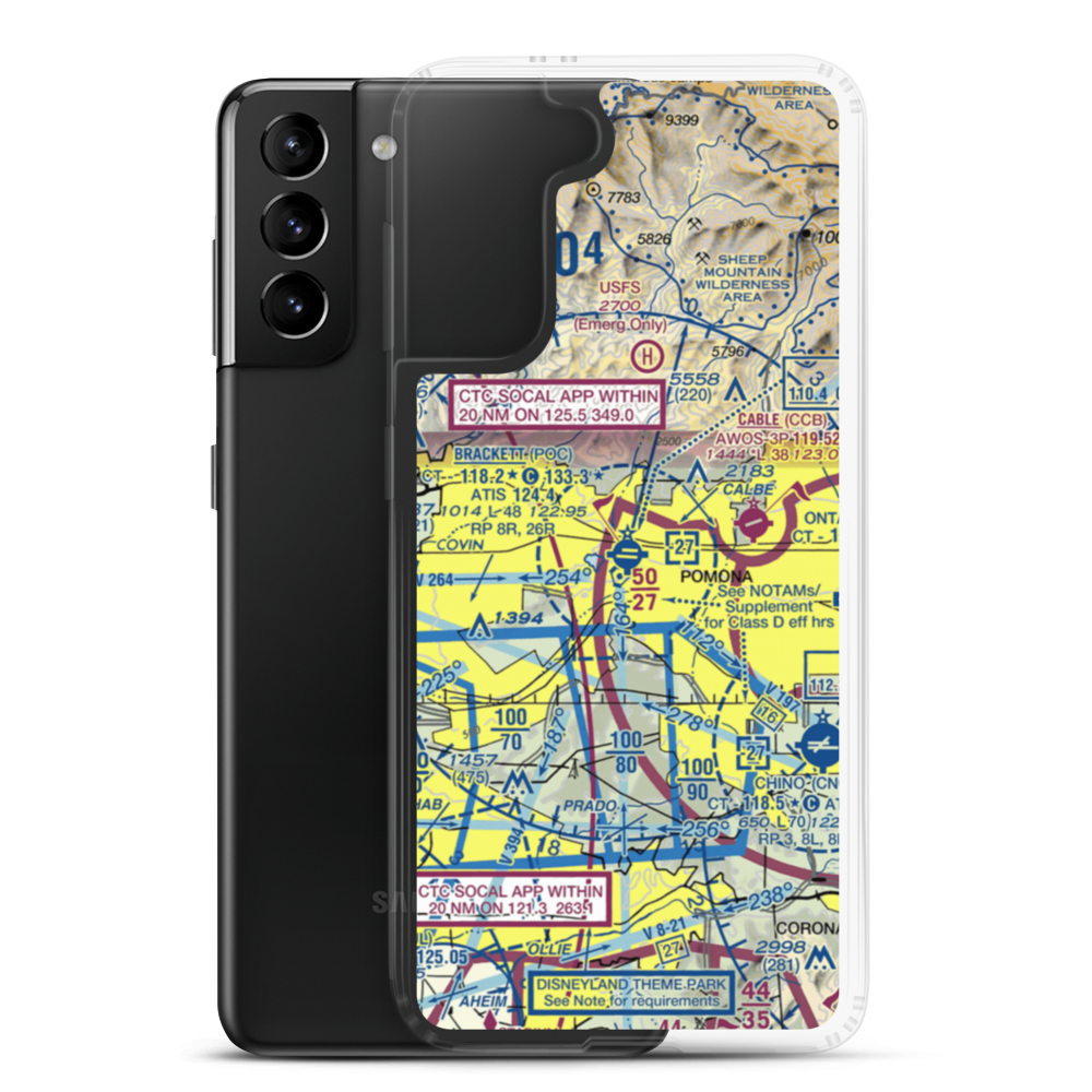 Brackett Field (POC) VFR Sectional Samsung Case Samsung Galaxy S21 Plus model shown