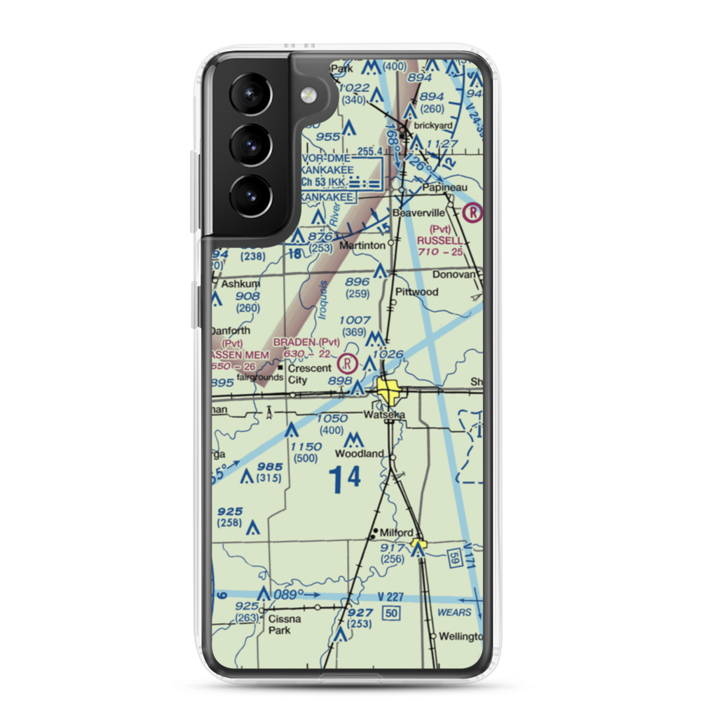 Braden Farms Airport (98LL) VFR Sectional Samsung Case Samsung Galaxy S21 Plus model shown