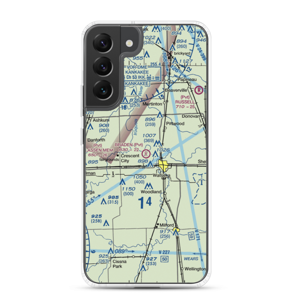 Braden Farms Airport (98LL) VFR Sectional Samsung Case Samsung Galaxy S22 Plus model shown