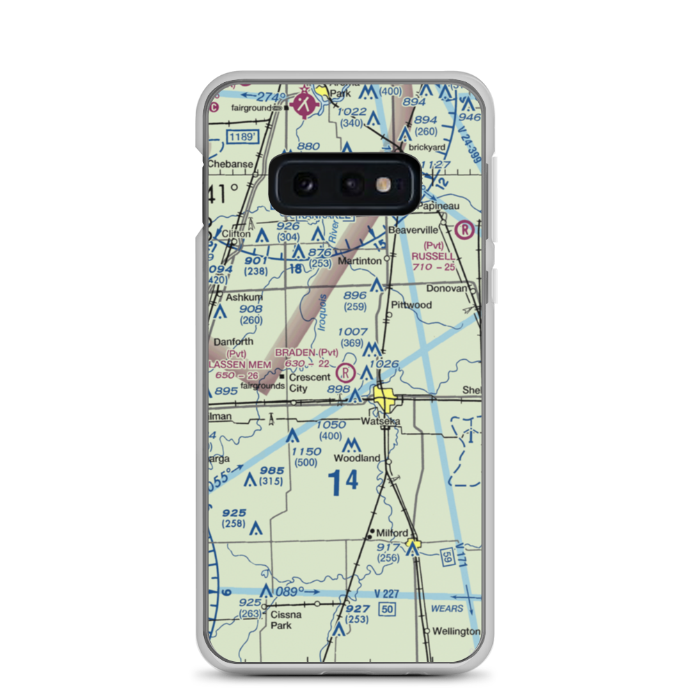 Braden Farms Airport (98LL) VFR Sectional Samsung Case Samsung Galaxy S10e model shown
