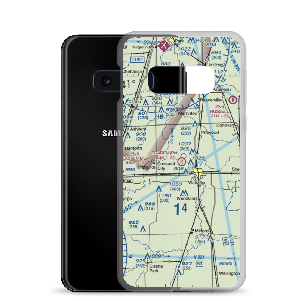 Braden Farms Airport (98LL) VFR Sectional Samsung Case Samsung Galaxy S10e model shown