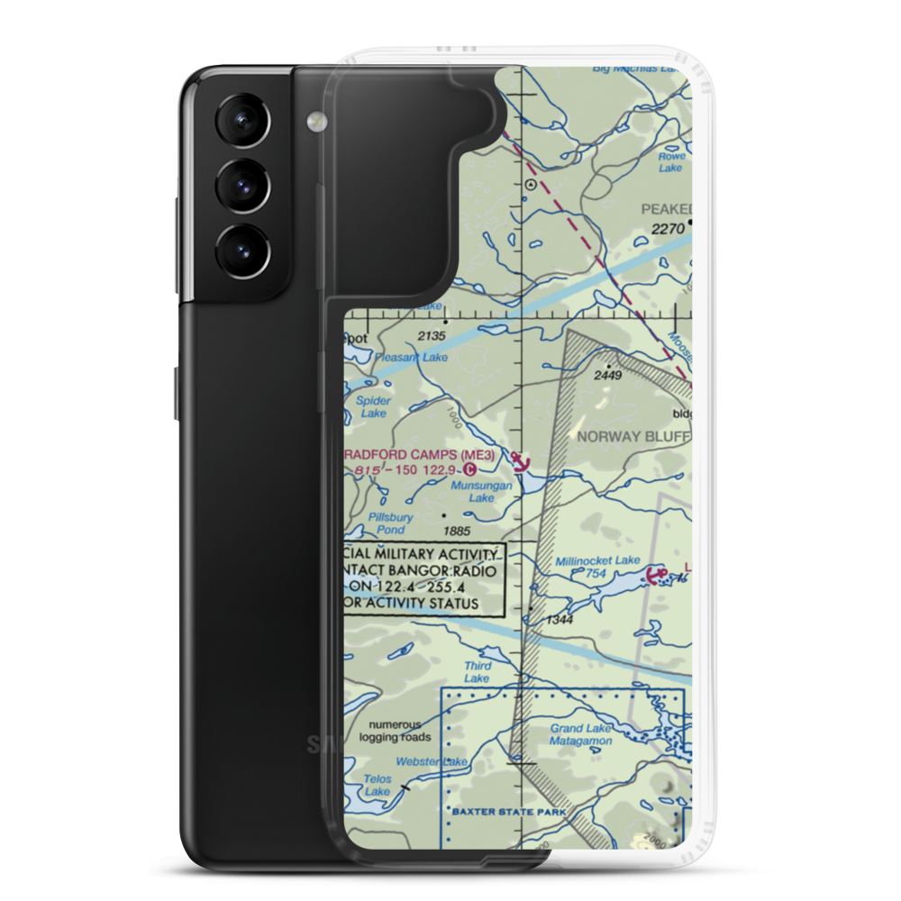 Bradford Camps Seaplane Base (ME3) VFR Sectional Samsung Case Samsung Galaxy S21 Plus model shown