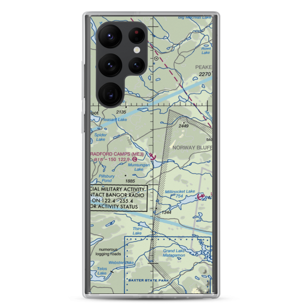Bradford Camps Seaplane Base (ME3) VFR Sectional Samsung Case Samsung Galaxy S22 Ultra model shown