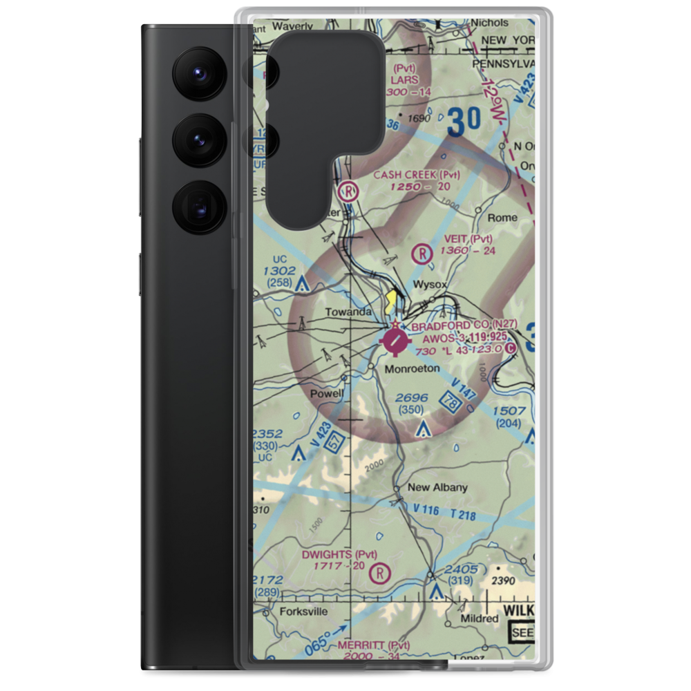 Bradford County Airport (N27) VFR Sectional Samsung Case Samsung Galaxy S22 Ultra model shown