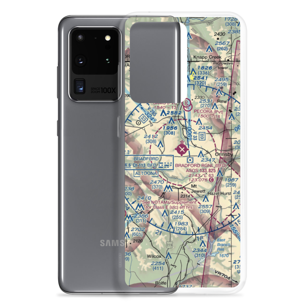 Bradford Regional Airport (BFD) VFR Sectional Samsung Case Samsung Galaxy S20 Ultra model shown