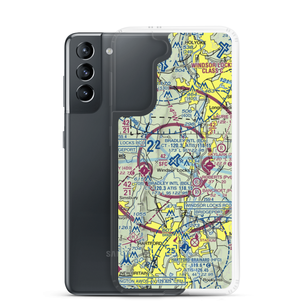 Bradley International Airport (BDL) VFR Sectional Samsung Case Samsung Galaxy S21 model shown