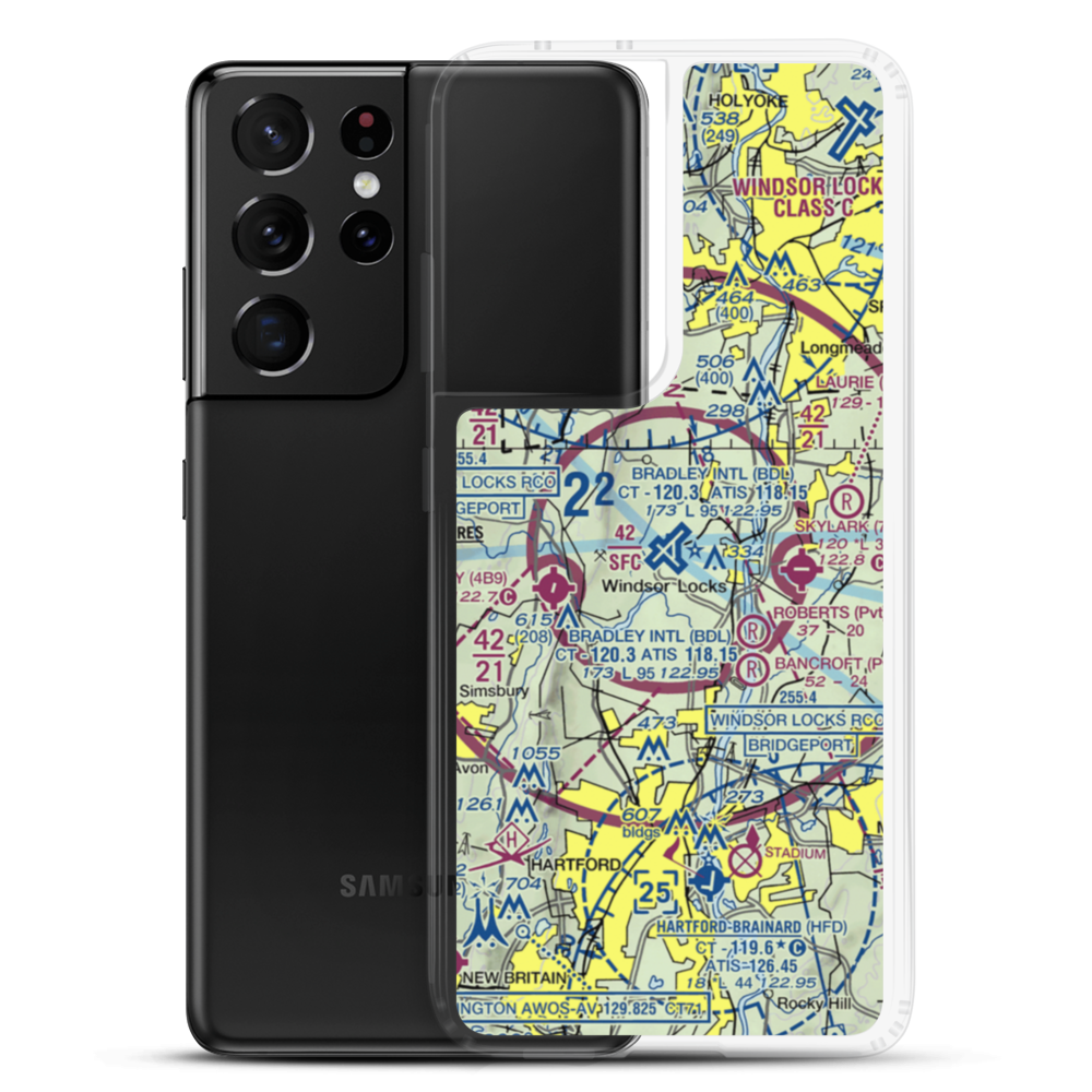 Bradley International Airport (BDL) VFR Sectional Samsung Case Samsung Galaxy S21 Ultra model shown