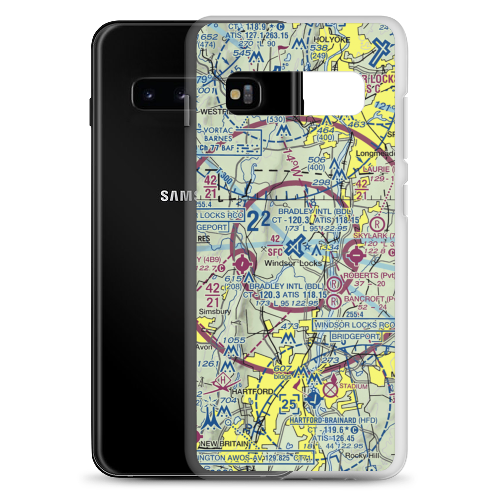 Bradley International Airport (BDL) VFR Sectional Samsung Case Samsung Galaxy S10+ model shown