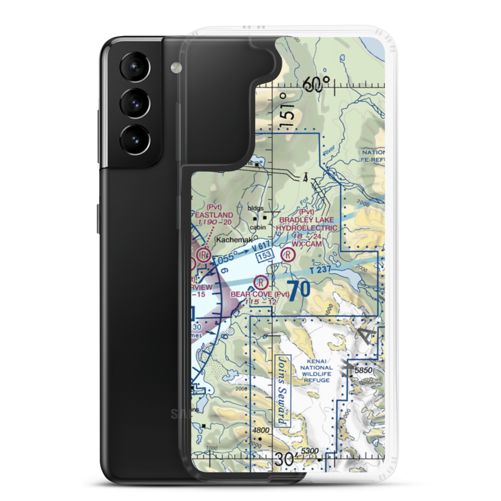 Bradley Lake Hydroelectri Project Airstrip (0AK7) VFR Sectional Samsung Case Samsung Galaxy S21 Plus model shown
