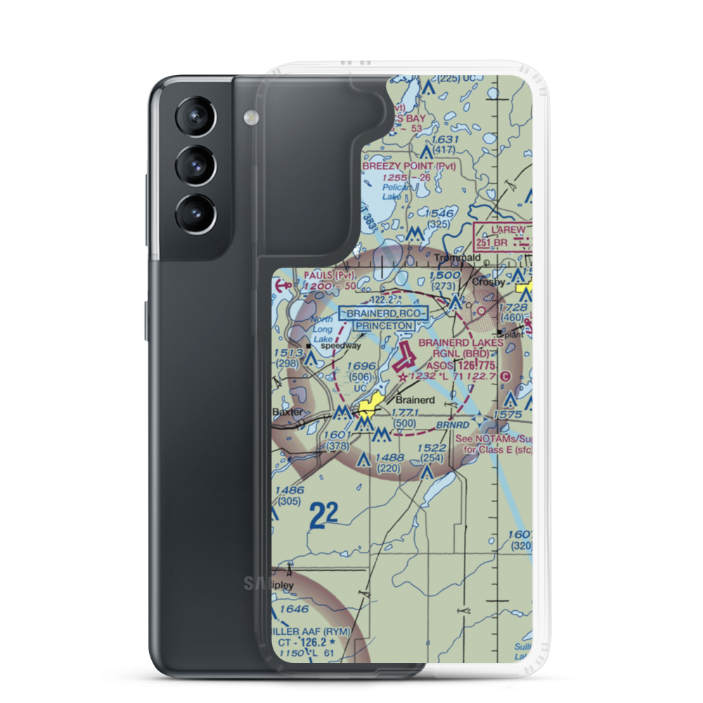Brainerd Lakes Regional Airport (BRD) VFR Sectional Samsung Case Samsung Galaxy S21 model shown