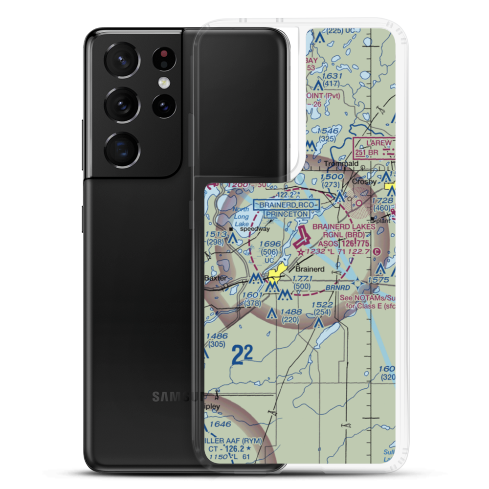 Brainerd Lakes Regional Airport (BRD) VFR Sectional Samsung Case Samsung Galaxy S21 Ultra model shown