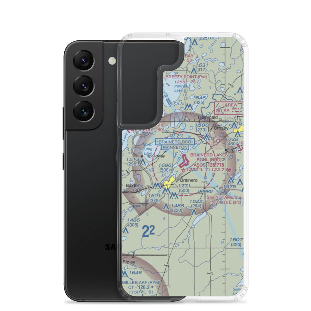 Brainerd Lakes Regional Airport (BRD) VFR Sectional Samsung Case Samsung Galaxy S22 model shown