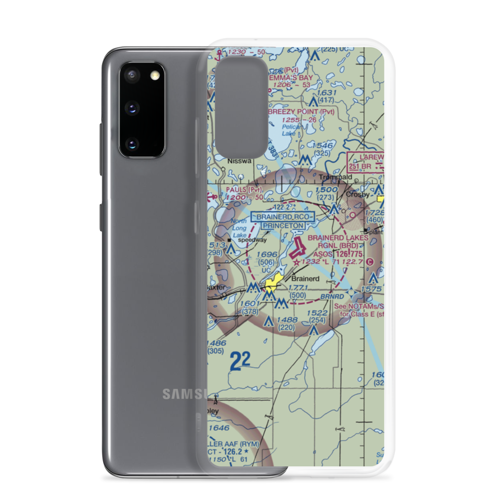 Brainerd Lakes Regional Airport (BRD) VFR Sectional Samsung Case Samsung Galaxy S20 model shown