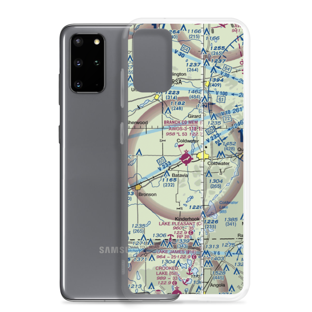 Branch County Memorial Airport (OEB) VFR Sectional Samsung Case Samsung Galaxy S20 Plus model shown