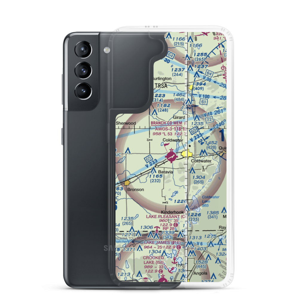 Branch County Memorial Airport (OEB) VFR Sectional Samsung Case Samsung Galaxy S21 model shown