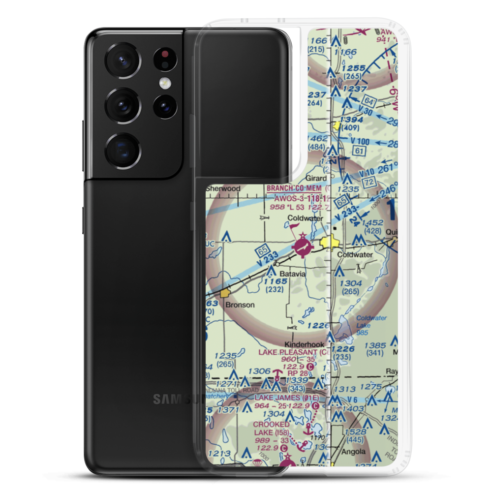 Branch County Memorial Airport (OEB) VFR Sectional Samsung Case Samsung Galaxy S21 Ultra model shown