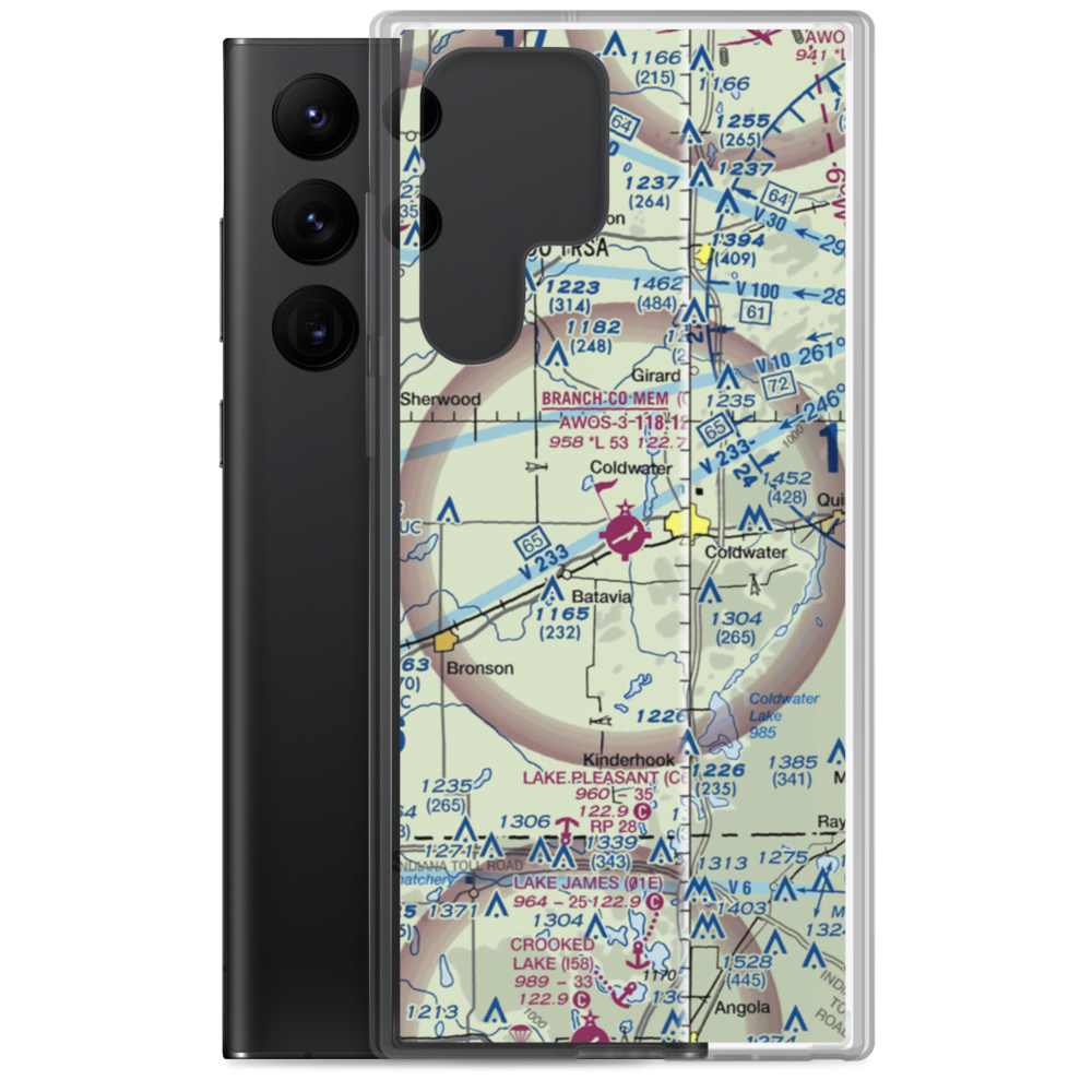 Branch County Memorial Airport (OEB) VFR Sectional Samsung Case Samsung Galaxy S22 Ultra model shown